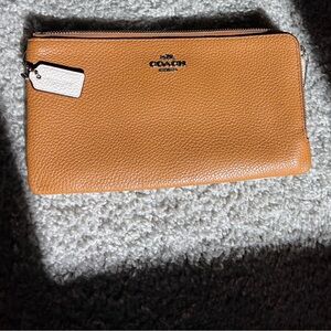 Coach leather double zip wallet colorblock